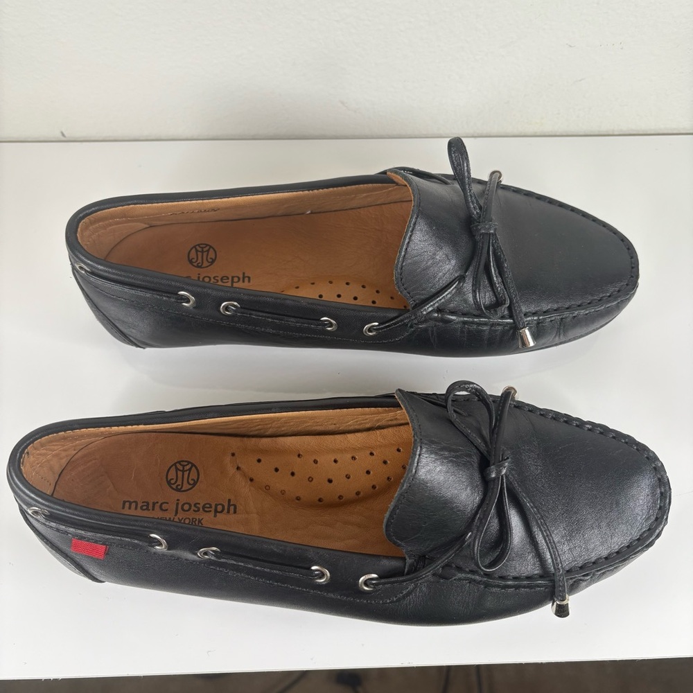 marc joseph black leather driving loafers bow detail slip on - Picture 4 of 7